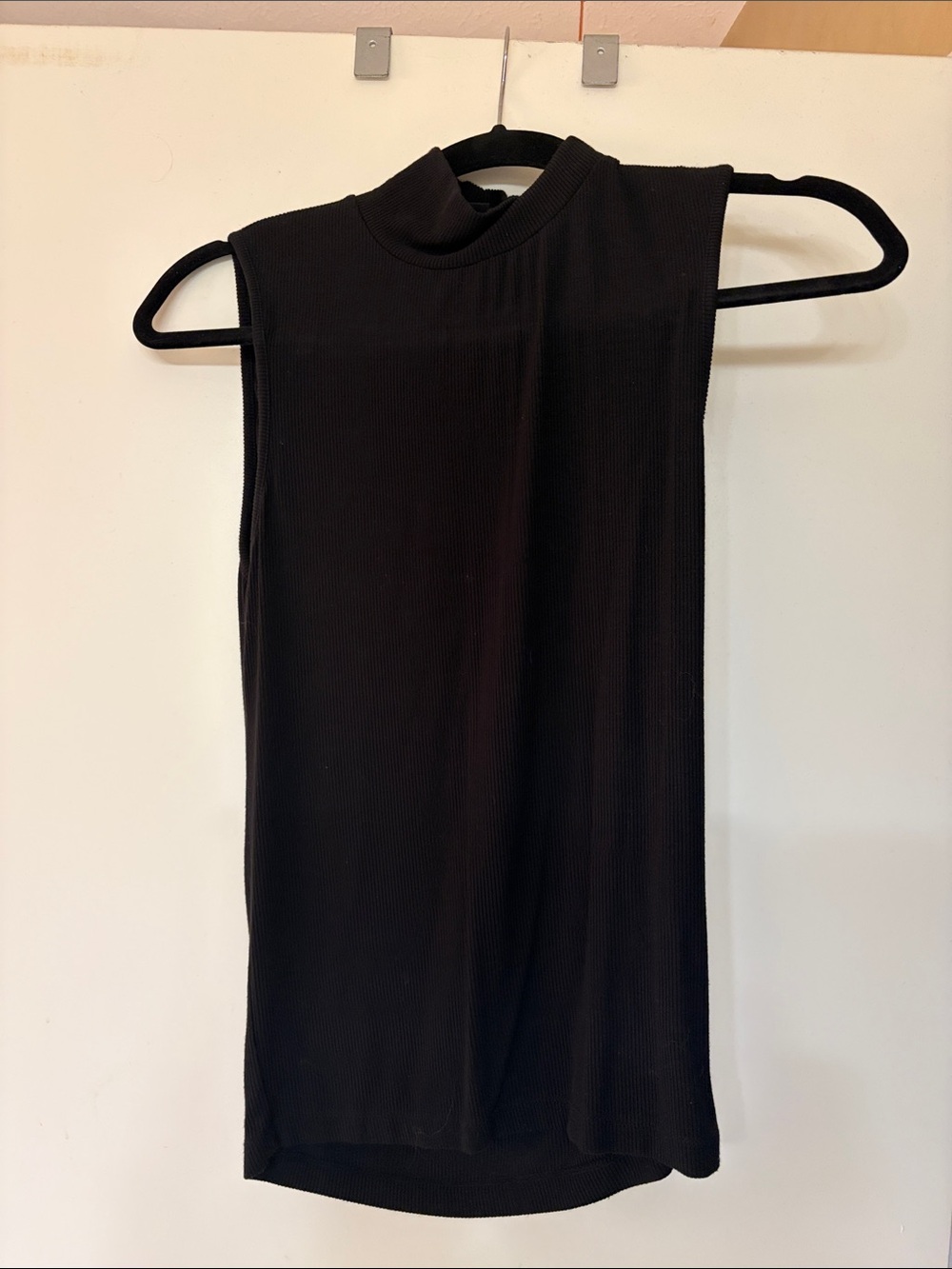 Sanctuary Black Ribbed Sleeveless Mock Neck Tank
